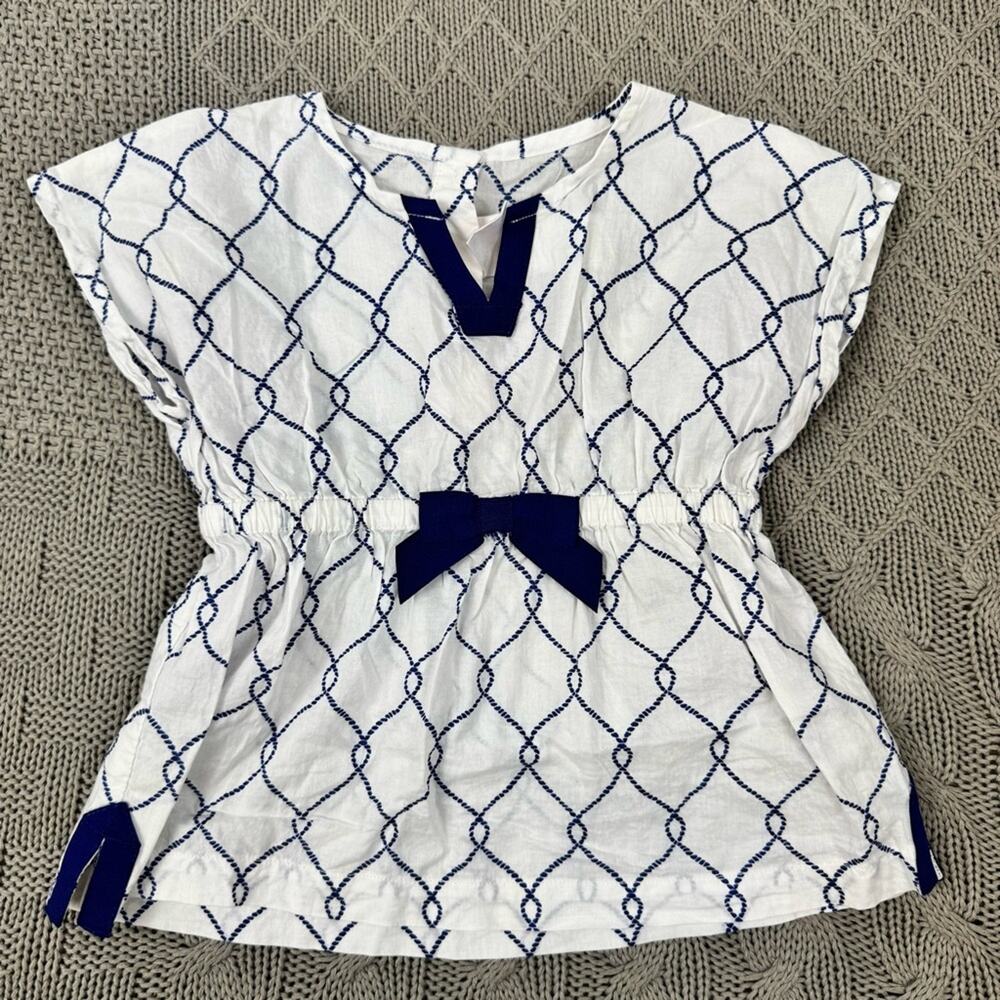 Janie and Jack Nautical Rope Patterned Bathing Suit Cover Bow 6/12M